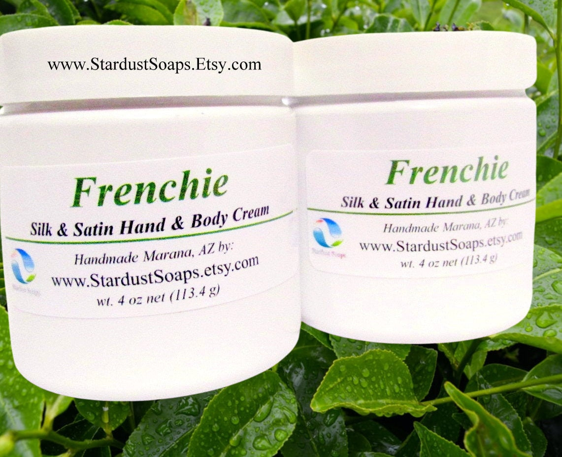 Frenchie Lotion | White and Green Tea Scent | Aloe Vera and Shea Butter Body Lotion | Handmade Moisturizing Face, Hand & Body Cream | 4 oz