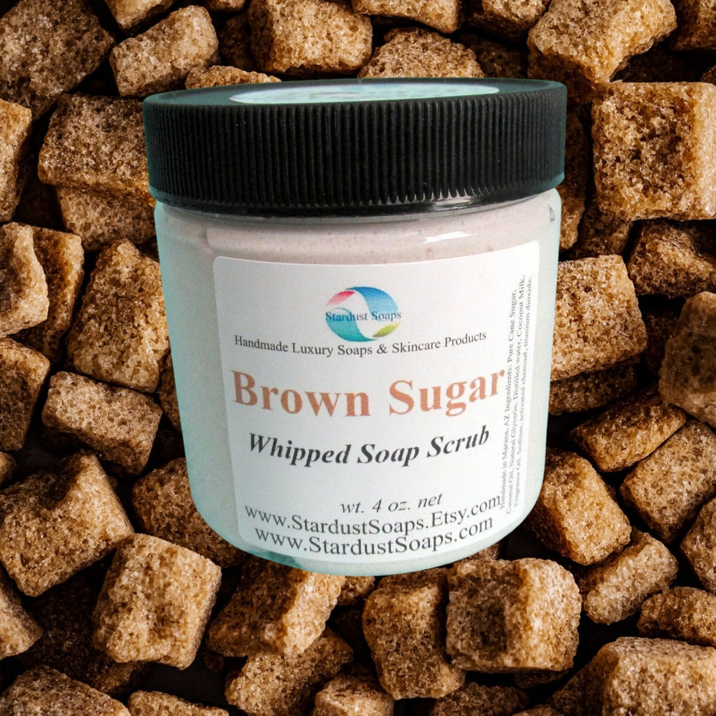 Brown Sugar Whipped Sugar Soap Scrub | Handmade Exfoliating Body Scrub | Moisturizing Skin Polish for Soft Smooth Skin | Bath & Body Care