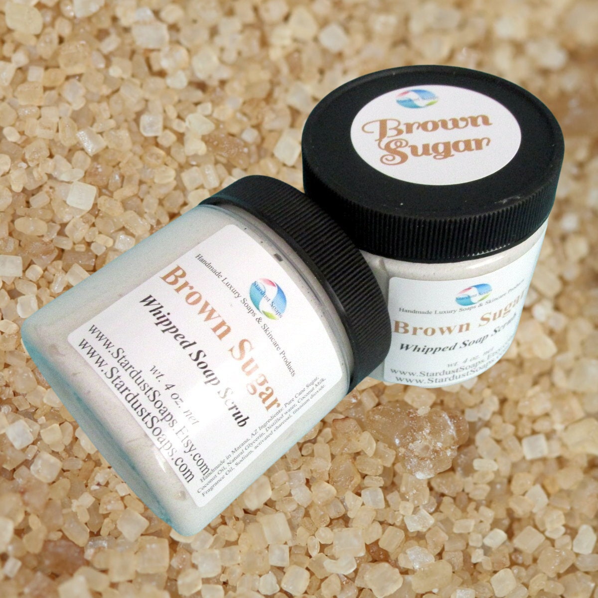 Brown Sugar Whipped Sugar Soap Scrub | Handmade Exfoliating Body Scrub | Moisturizing Skin Polish for Soft Smooth Skin | Bath & Body Care