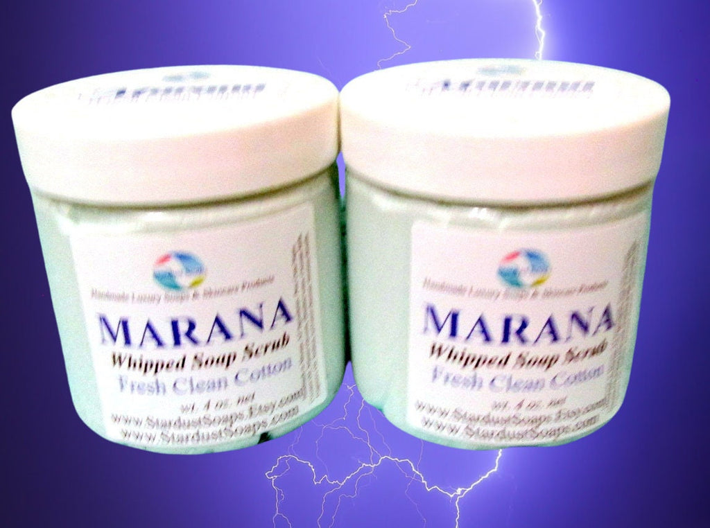 Clean Cotton Whipped Sugar Soap Scrub | Marana Handmade Exfoliating Body Scrub | Moisturizing Sugar Polish for Soft Skin