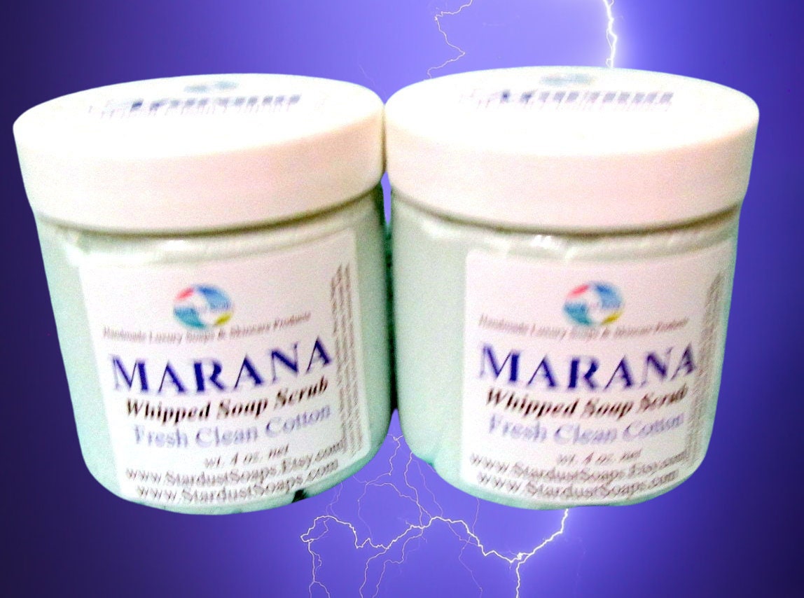 Clean Cotton Whipped Sugar Soap Scrub | Marana Handmade Exfoliating Body Scrub | Moisturizing Sugar Polish for Soft Skin