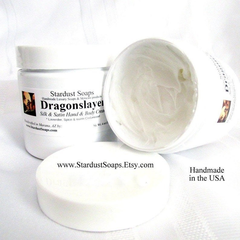 Dragonslayer Hand, Face and Body Cream | Luxurious Moisturizing Body Butter | Handmade Natural Skin Cream for Dry Skin | 4 oz