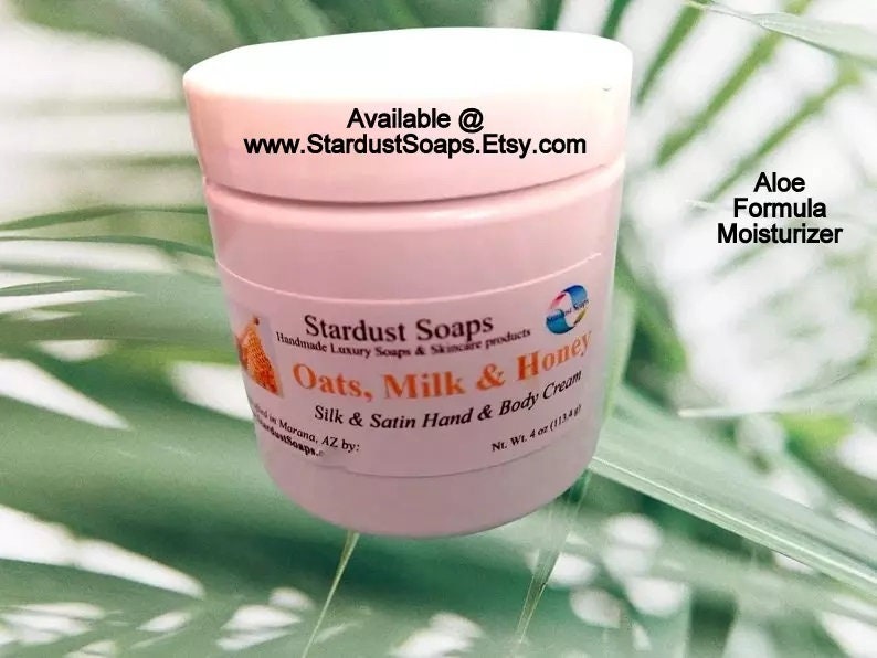Oats Milk & Honey Lotion – Handmade Ultra Moisturizing Face Hand and Body Cream with Aloe and Shea Butter | Hydrating Natural Skincare 4 oz