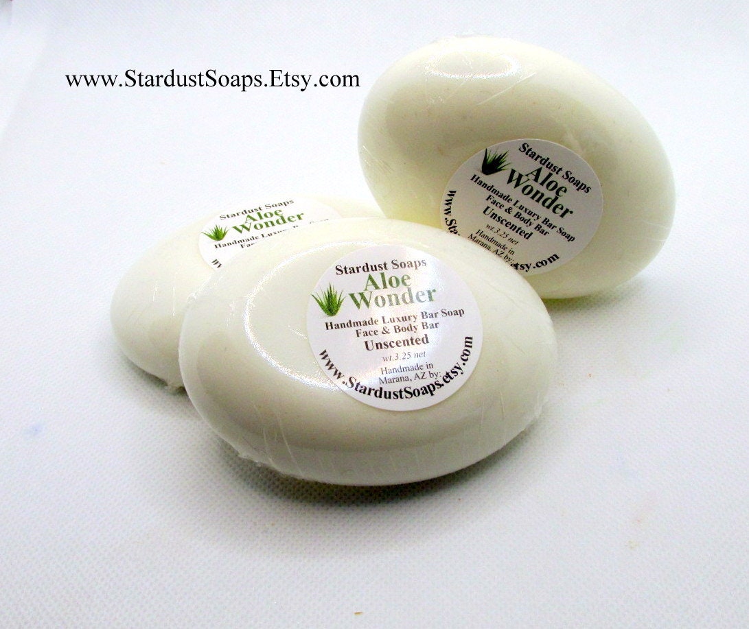 Aloe Vera Handmade Soap – Unscented Face & Body Bar | Moisturizing Hydrating Soap for Sensitive Skin, Natural Skin Care