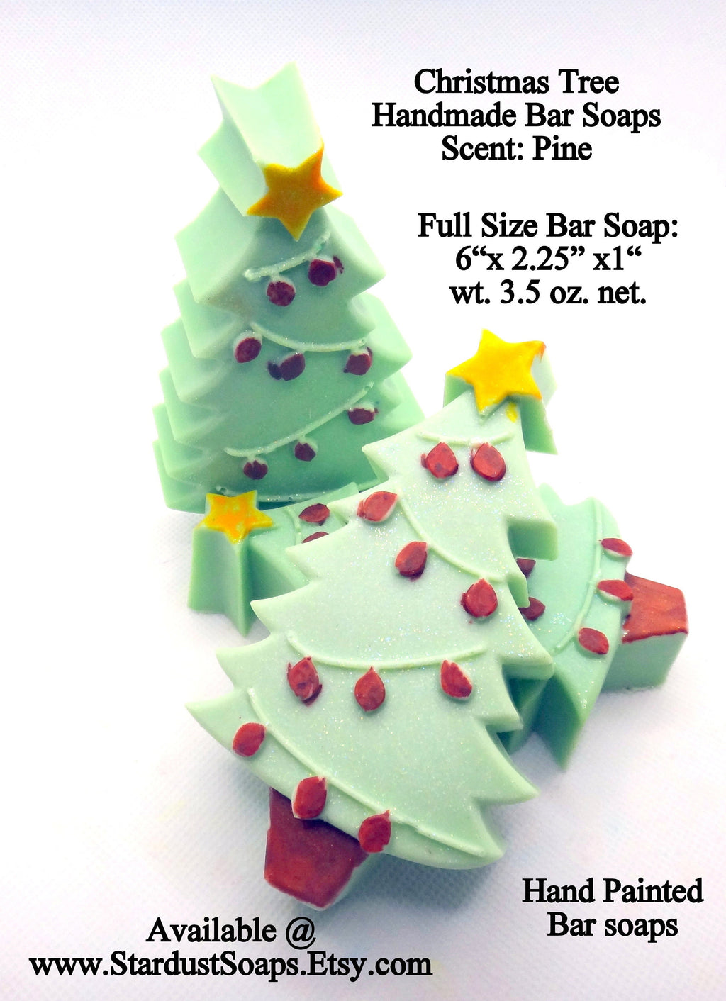 Handmade Christmas Tree Soap Bar | Pine Scented Holiday Soap | Natural Winter Bath and Body Gift | Full Size Artisan Soap