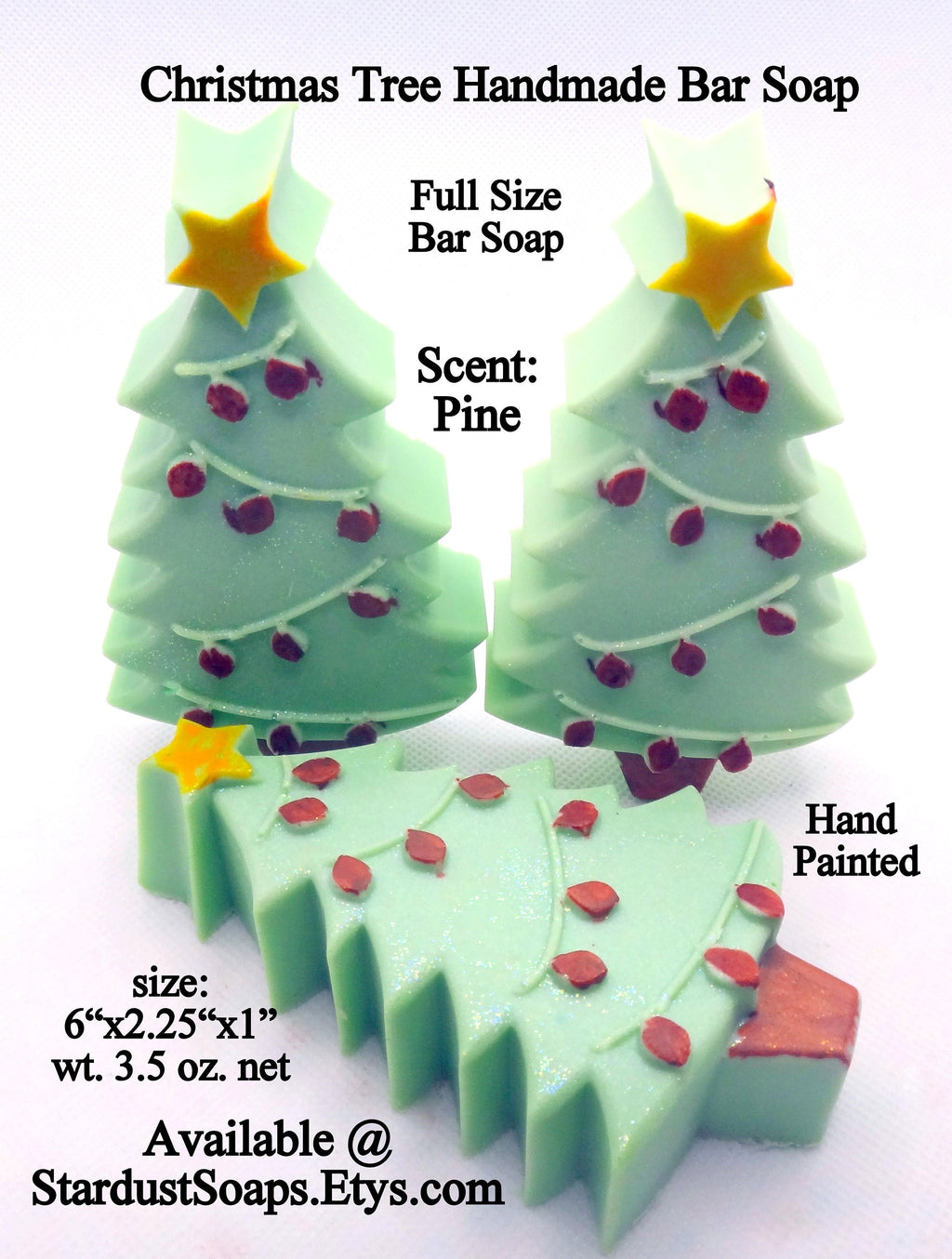 Handmade Christmas Tree Soap Bar | Pine Scented Holiday Soap | Natural Winter Bath and Body Gift | Full Size Artisan Soap