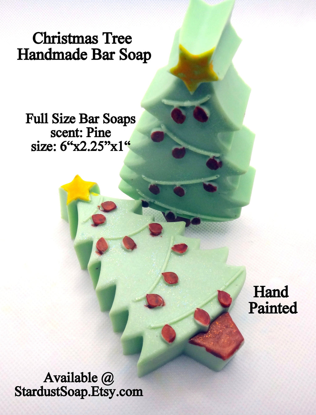 Handmade Christmas Tree Soap Bar | Pine Scented Holiday Soap | Natural Winter Bath and Body Gift | Full Size Artisan Soap