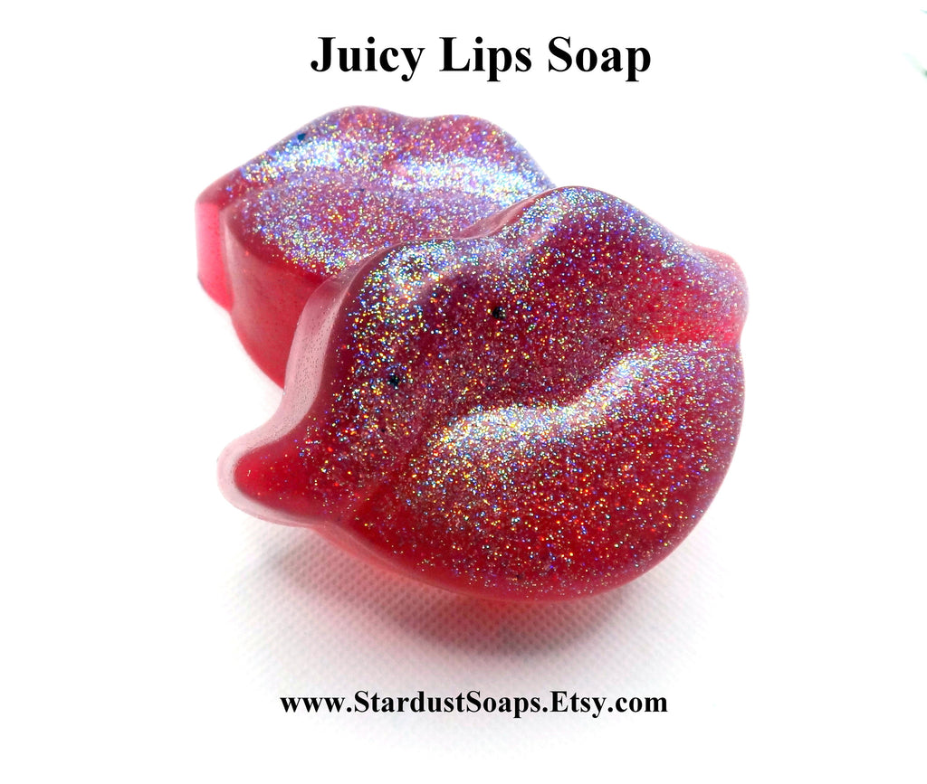 Lip Soap Bar | Pear Scented Soap | Handmade Coconut Oil Soap | Red Lips Novelty Soap | Fun Gift Soap