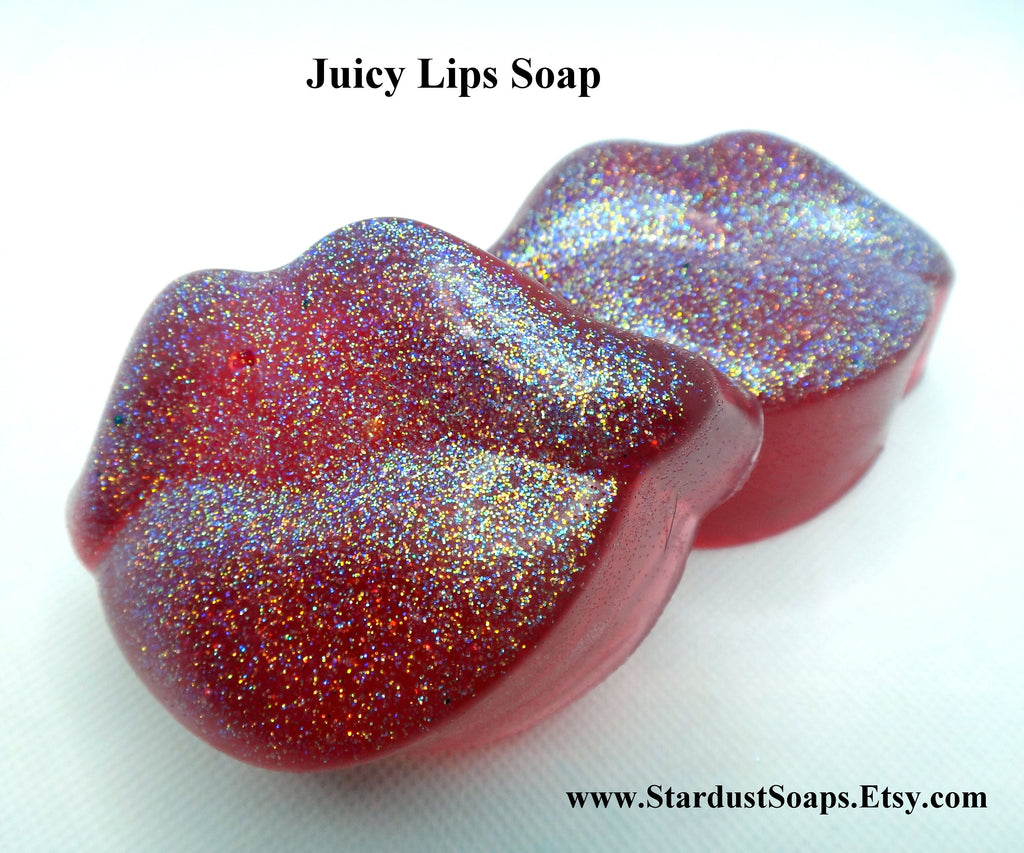 Lip Soap Bar | Pear Scented Soap | Handmade Coconut Oil Soap | Red Lips Novelty Soap | Fun Gift Soap