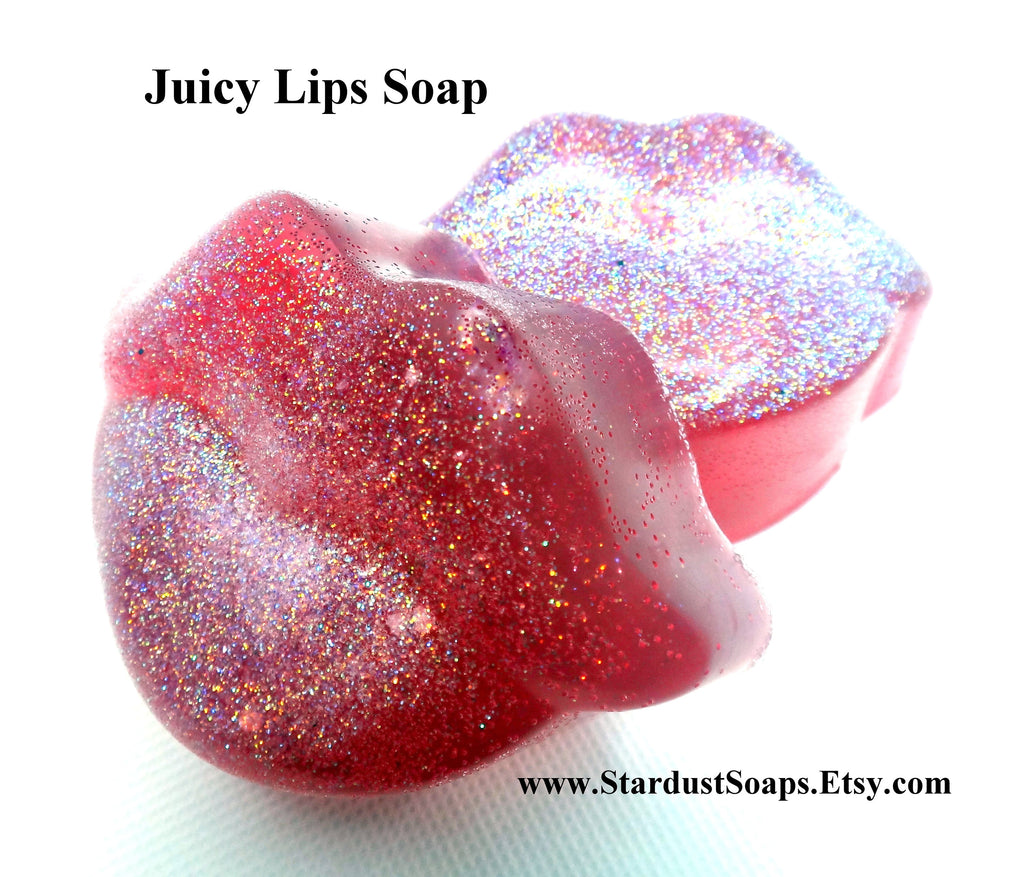 Lip Soap Bar | Pear Scented Soap | Handmade Coconut Oil Soap | Red Lips Novelty Soap | Fun Gift Soap