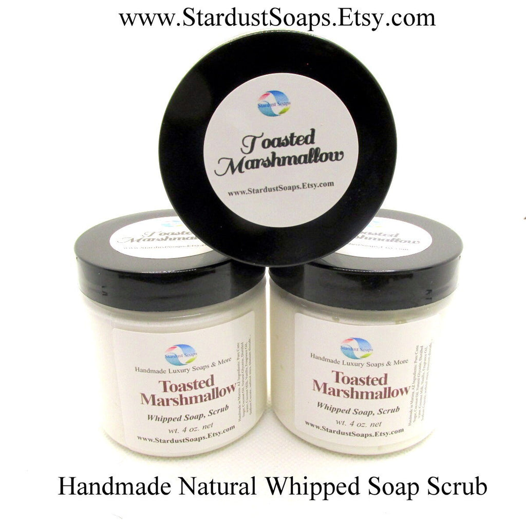 Toasted Marshmallow Whipped Soap Scrub | Handmade Exfoliating Sugar Scrub | Moisturizing Body Wash for Soft Smooth Skin