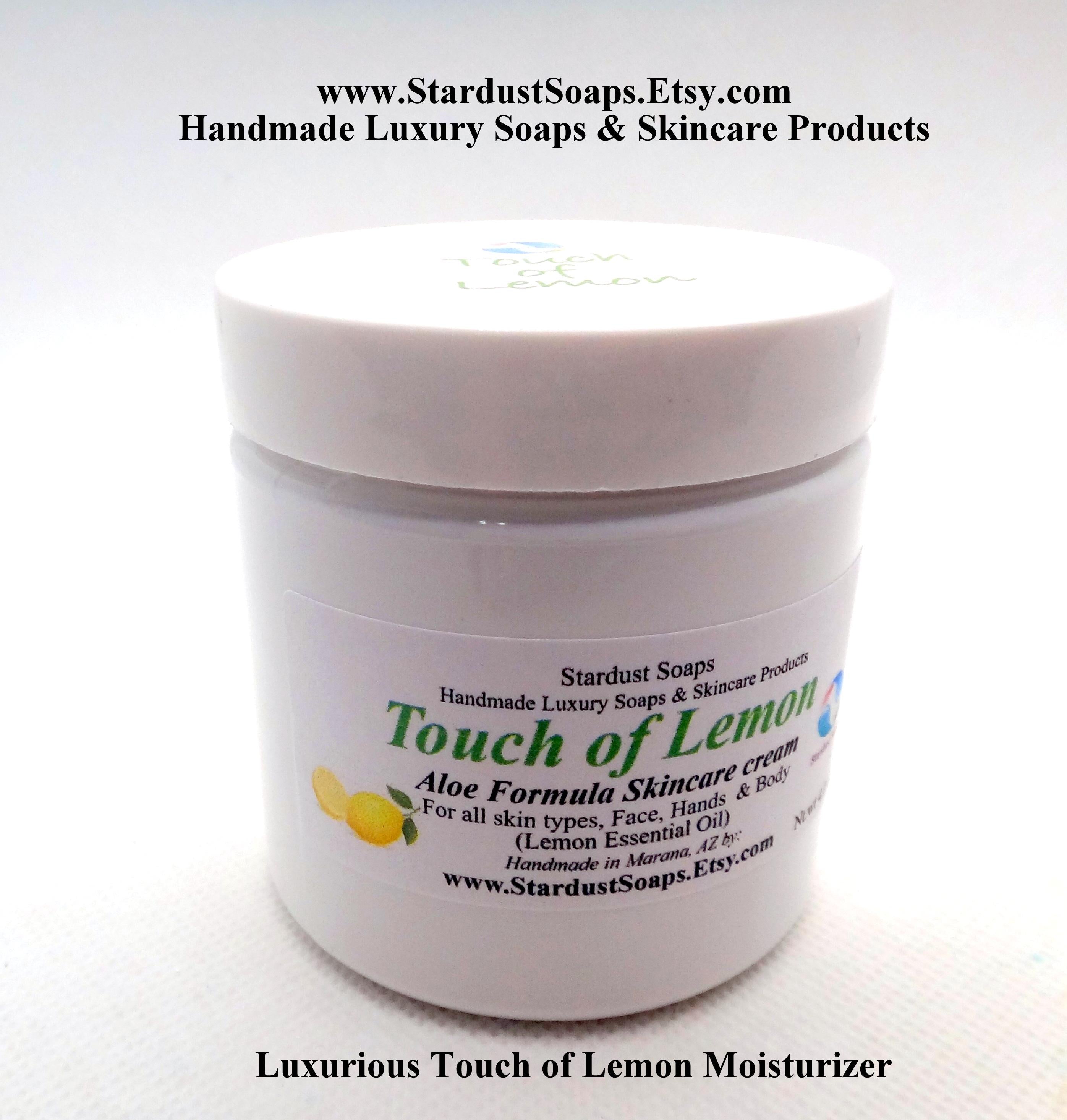 Touch of Lemon Moisturizer | Shea Butter & Aloe Vera Hydrating Face, Hand and Body Cream | Handmade Moisturizer for Dry Skin | 4 oz