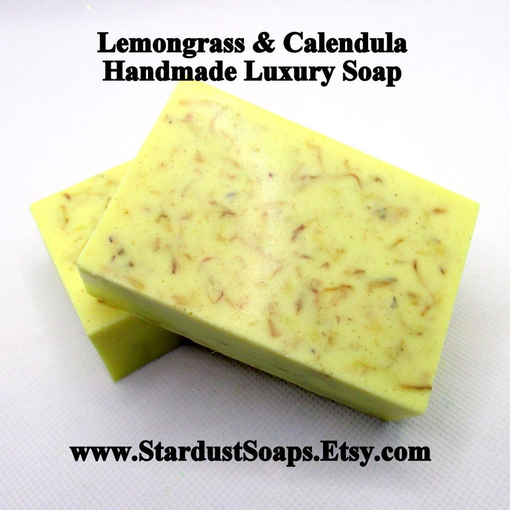 Lemongrass and Calendula Handmade Soap Bar | Natural Moisturizing Face, Hand and Body Soap | Herbal Artisan Skincare Bar