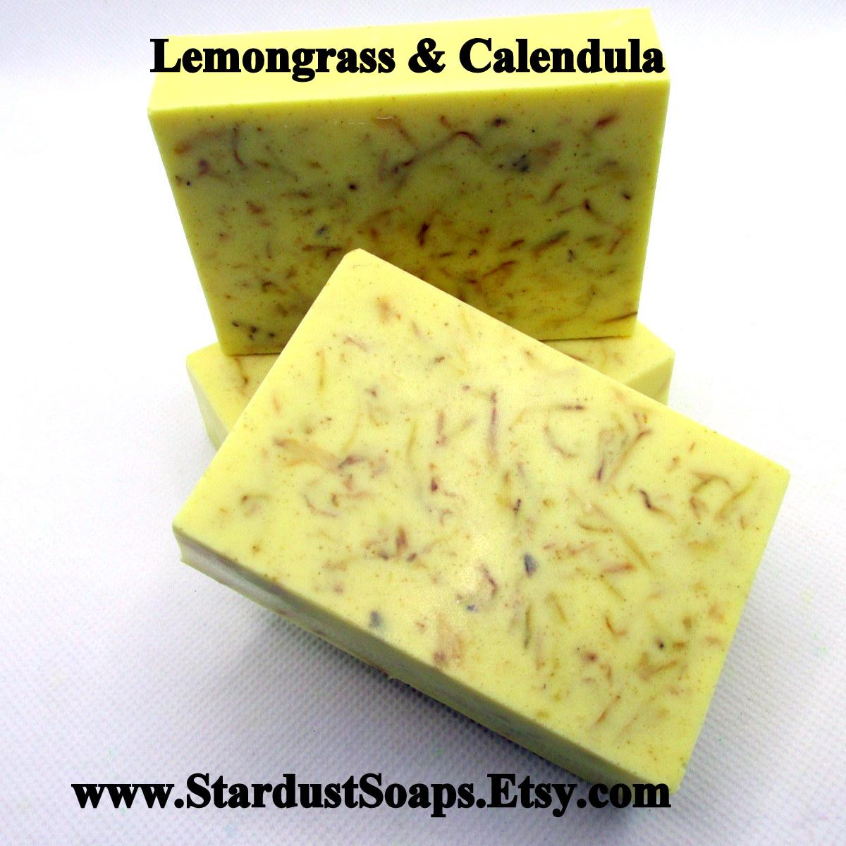 Lemongrass and Calendula Handmade Soap Bar | Natural Moisturizing Face, Hand and Body Soap | Herbal Artisan Skincare Bar