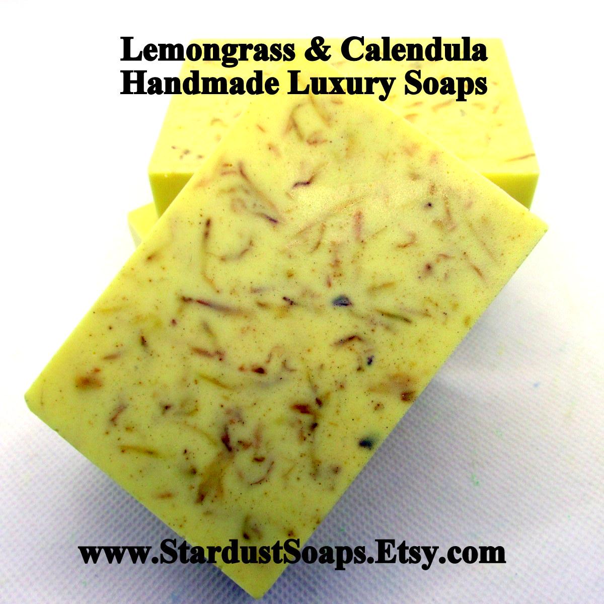 Lemongrass and Calendula Handmade Soap Bar | Natural Moisturizing Face, Hand and Body Soap | Herbal Artisan Skincare Bar
