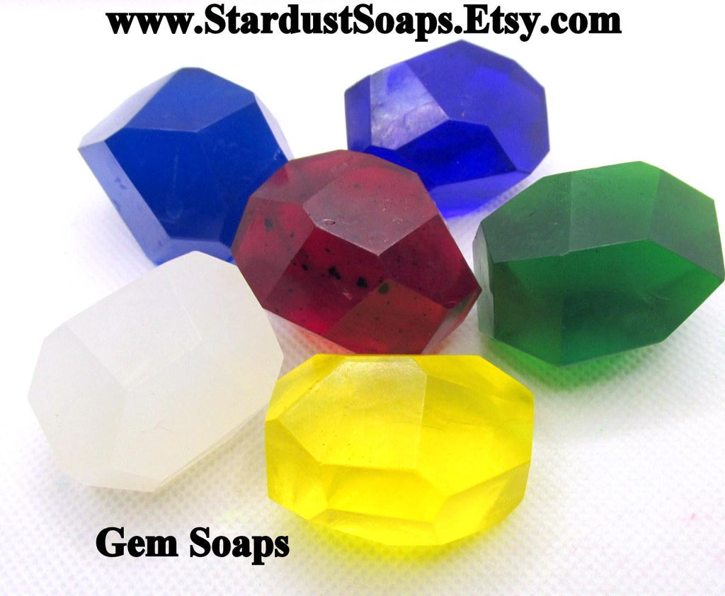 Luxury Gem Inspired Soap Collection | Handmade Prickly Pear Scent Soap Set | Crystal Gemstone Artisan Bath and Body Gift Soaps
