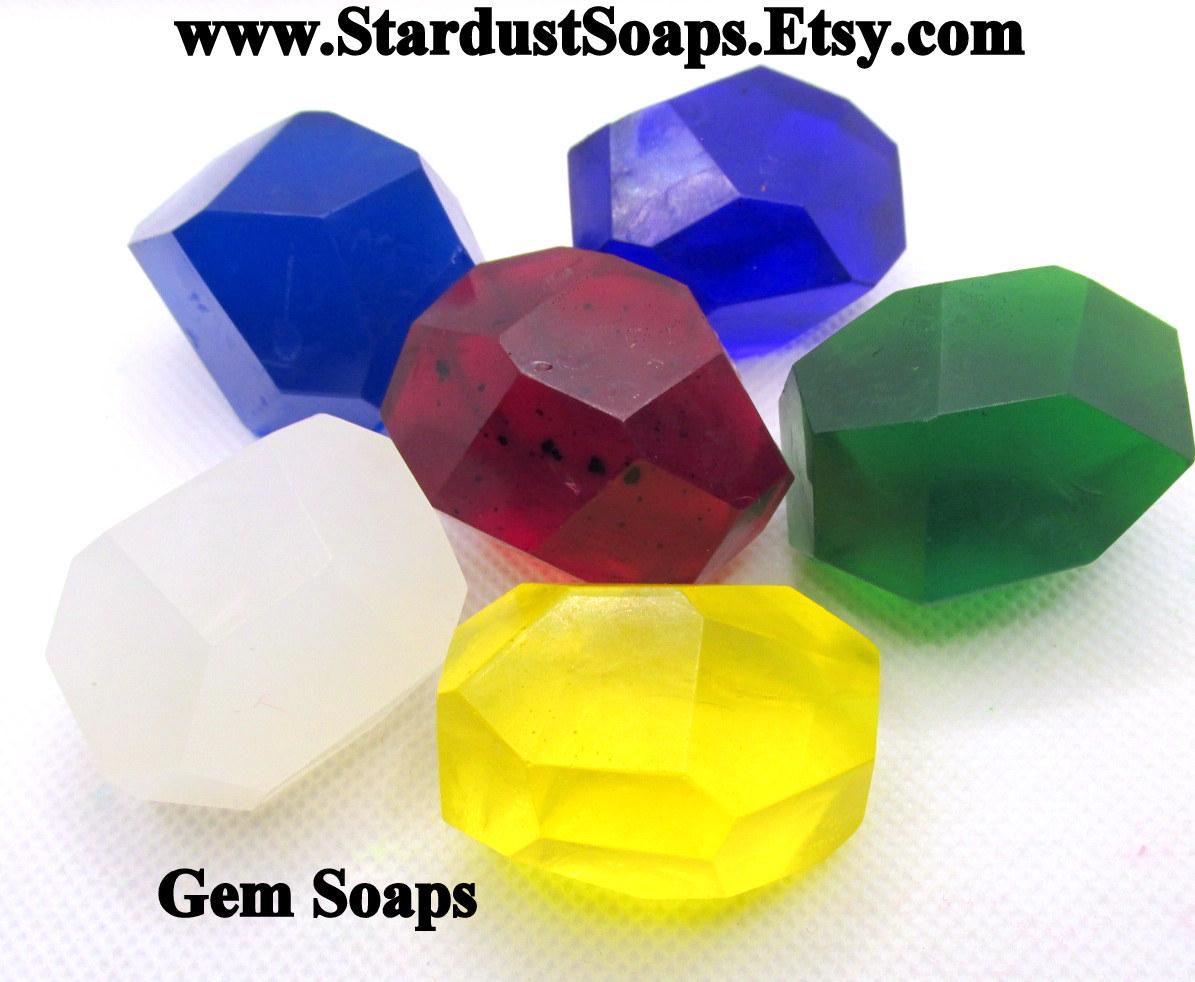 Luxury Gem Inspired Soap Collection | Handmade Prickly Pear Scent Soap Set | Crystal Gemstone Artisan Bath and Body Gift Soaps