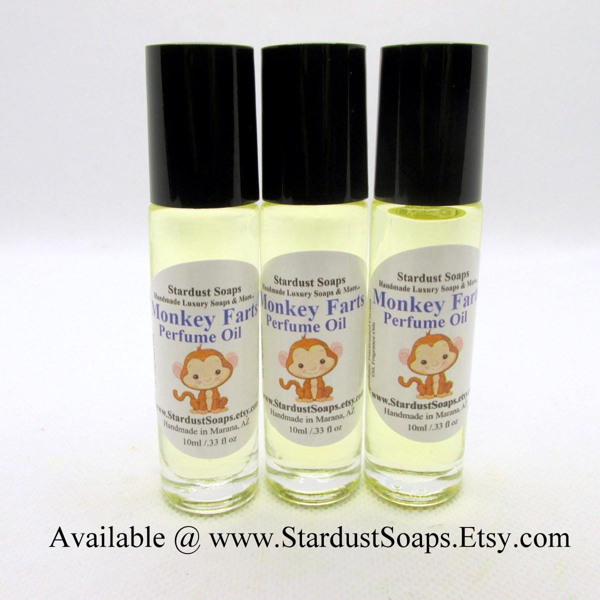 Monkey Farts Perfume Oil Roll-On | Fruity Tropical Fragrance Oil | Handmade Natural Body Perfume | Long Lasting 10ml