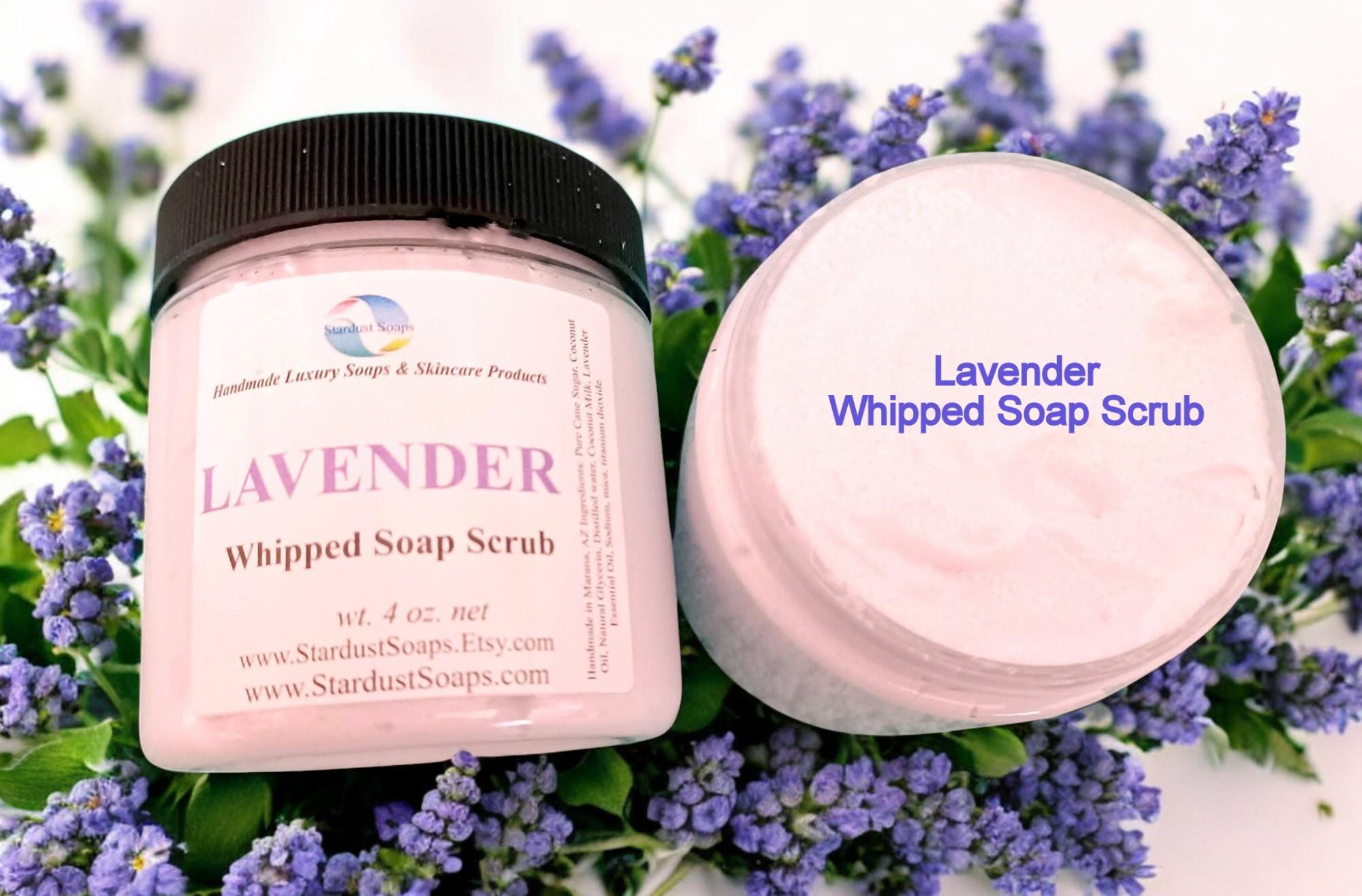 Lavender Whipped Sugar Scrub Soap | Handmade Exfoliating Body Scrub | Moisturizing Sugar Polish for Soft Skin | Soothing Spa Skincare