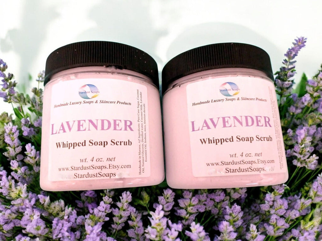 Lavender Whipped Sugar Scrub Soap | Handmade Exfoliating Body Scrub | Moisturizing Sugar Polish for Soft Skin | Soothing Spa Skincare