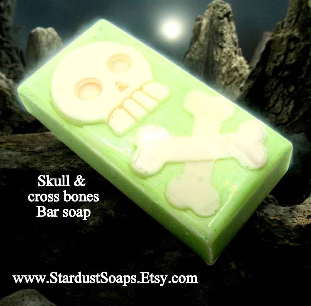 Skulls and Crossbones Handmade Soap Bar | Margarita Lime Scent | Gothic Novelty Soap | Natural Artisan Bath & Body Gift | 4 oz