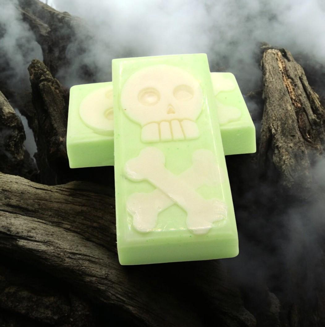 Skulls and Crossbones Handmade Soap Bar | Margarita Lime Scent | Gothic Novelty Soap | Natural Artisan Bath & Body Gift | 4 oz