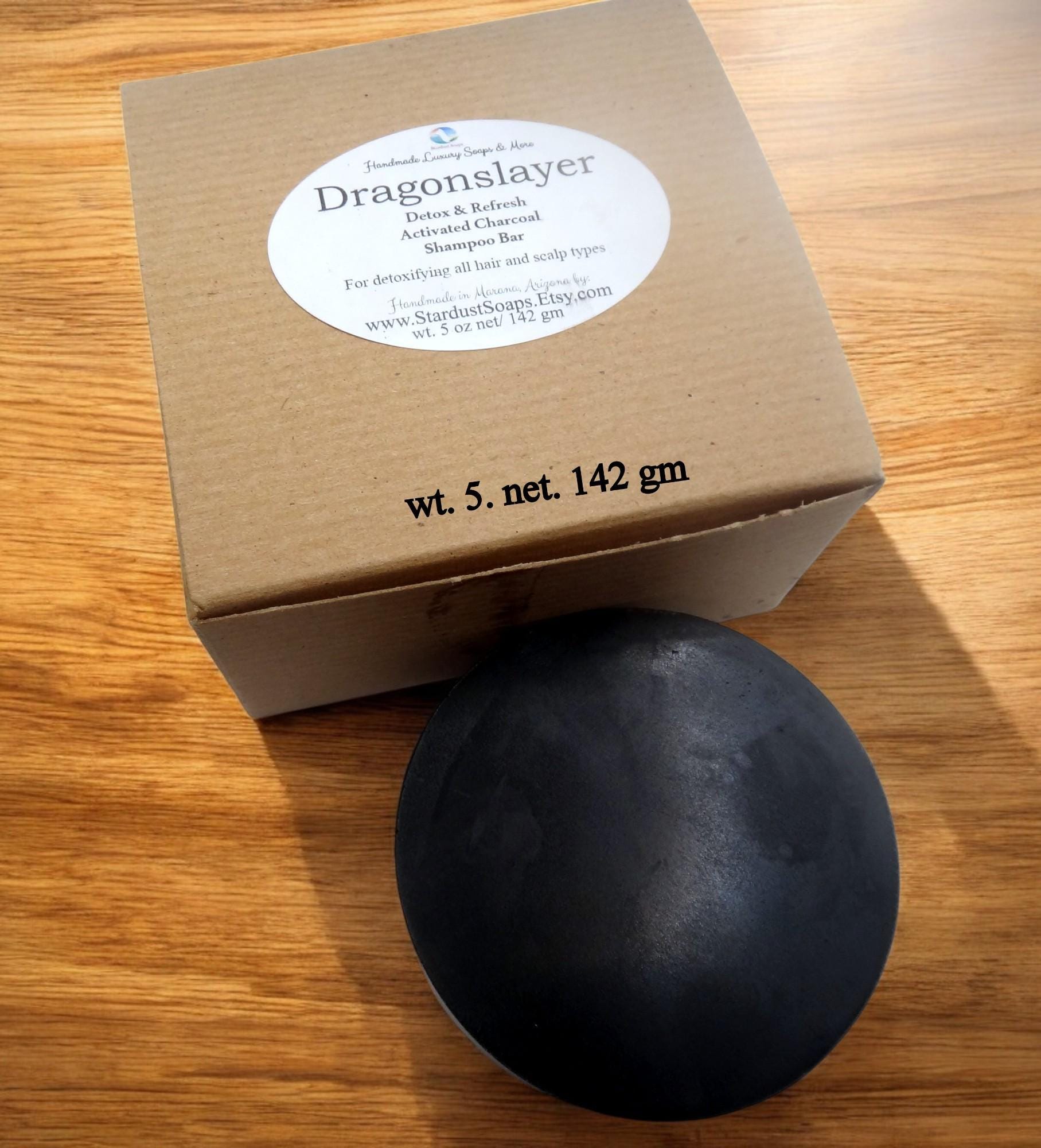 Dragonslayer Activated Charcoal Shampoo Bar | Clarifying Natural Shampoo for Scalp Care | Handmade Solid Hair Care Bar | 5 oz