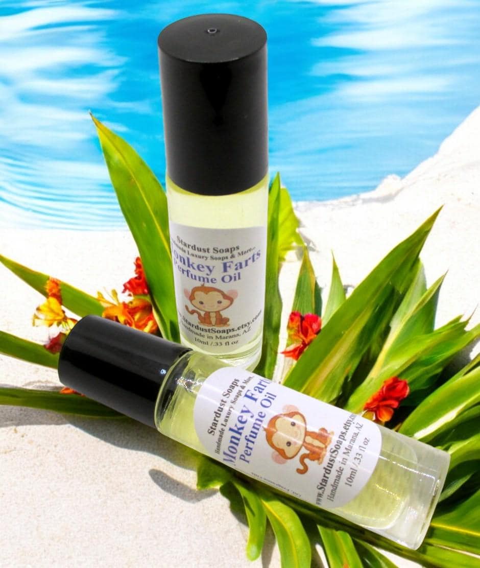 Monkey Farts Perfume Oil Roll-On | Fruity Tropical Fragrance Oil | Handmade Natural Body Perfume | Long Lasting 10ml