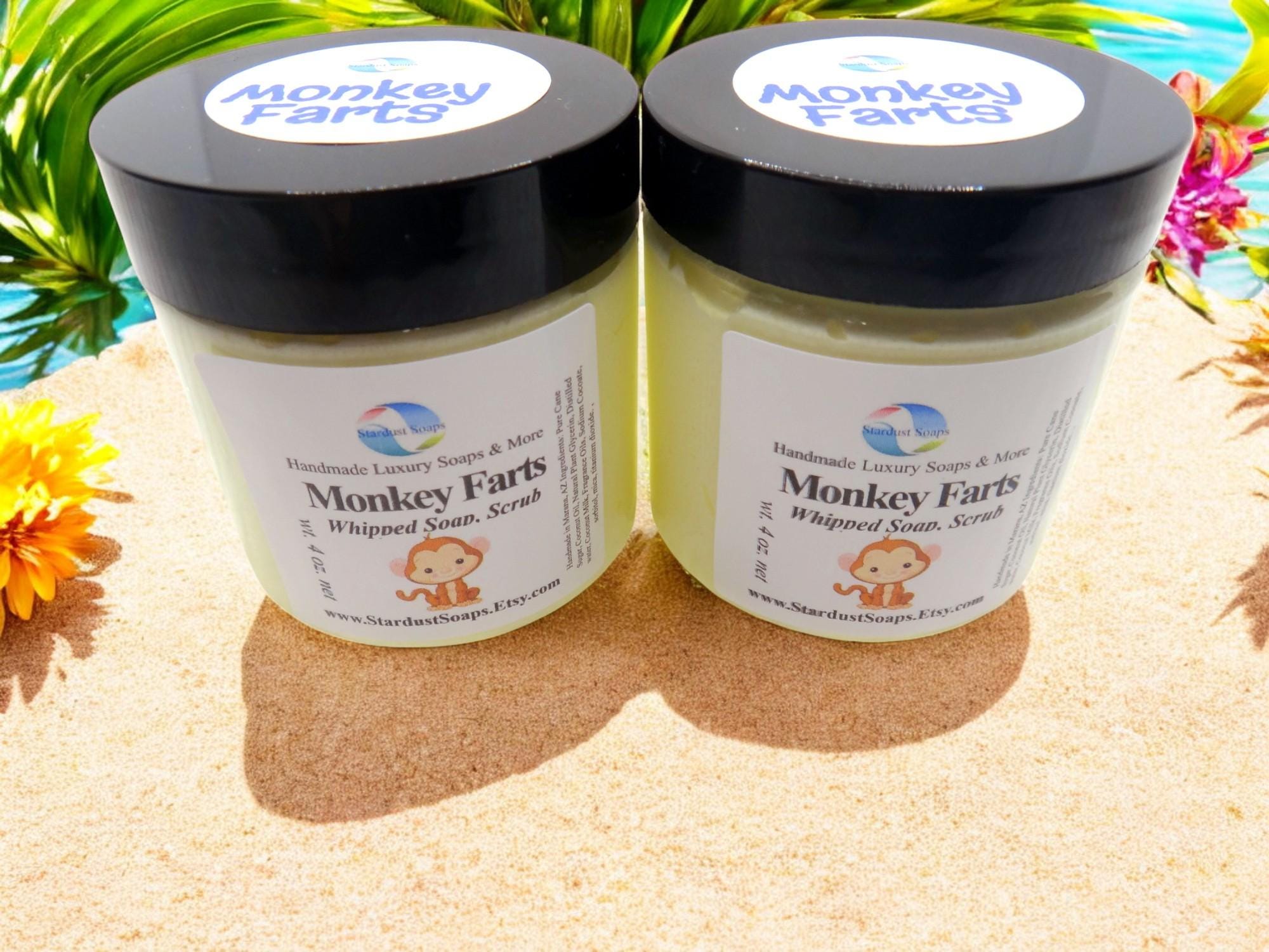 Monkey Farts Whipped Sugar Scrub | Handmade Fruity Exfoliating Body Scrub | Sugar Soap Scrub for Soft Smooth Skin