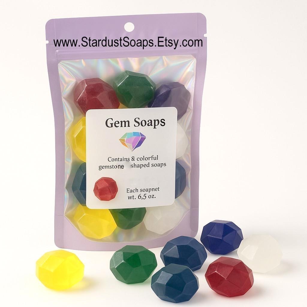 Luxury Gem Inspired Soap Collection | Handmade Prickly Pear Scent Soap Set | Crystal Gemstone Artisan Bath and Body Gift Soaps