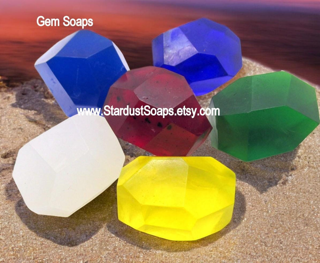Luxury Gem Inspired Soap Collection | Handmade Prickly Pear Scent Soap Set | Crystal Gemstone Artisan Bath and Body Gift Soaps