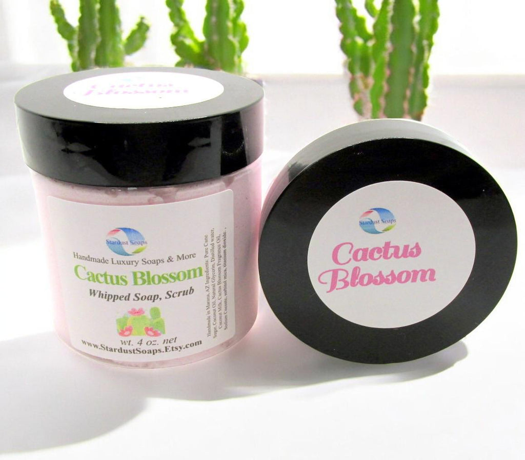 Cactus Blossom Whipped Sugar Scrub Soap | Handmade Exfoliating Body Scrub | Moisturizing Sugar Polish for Soft Radiant Skin