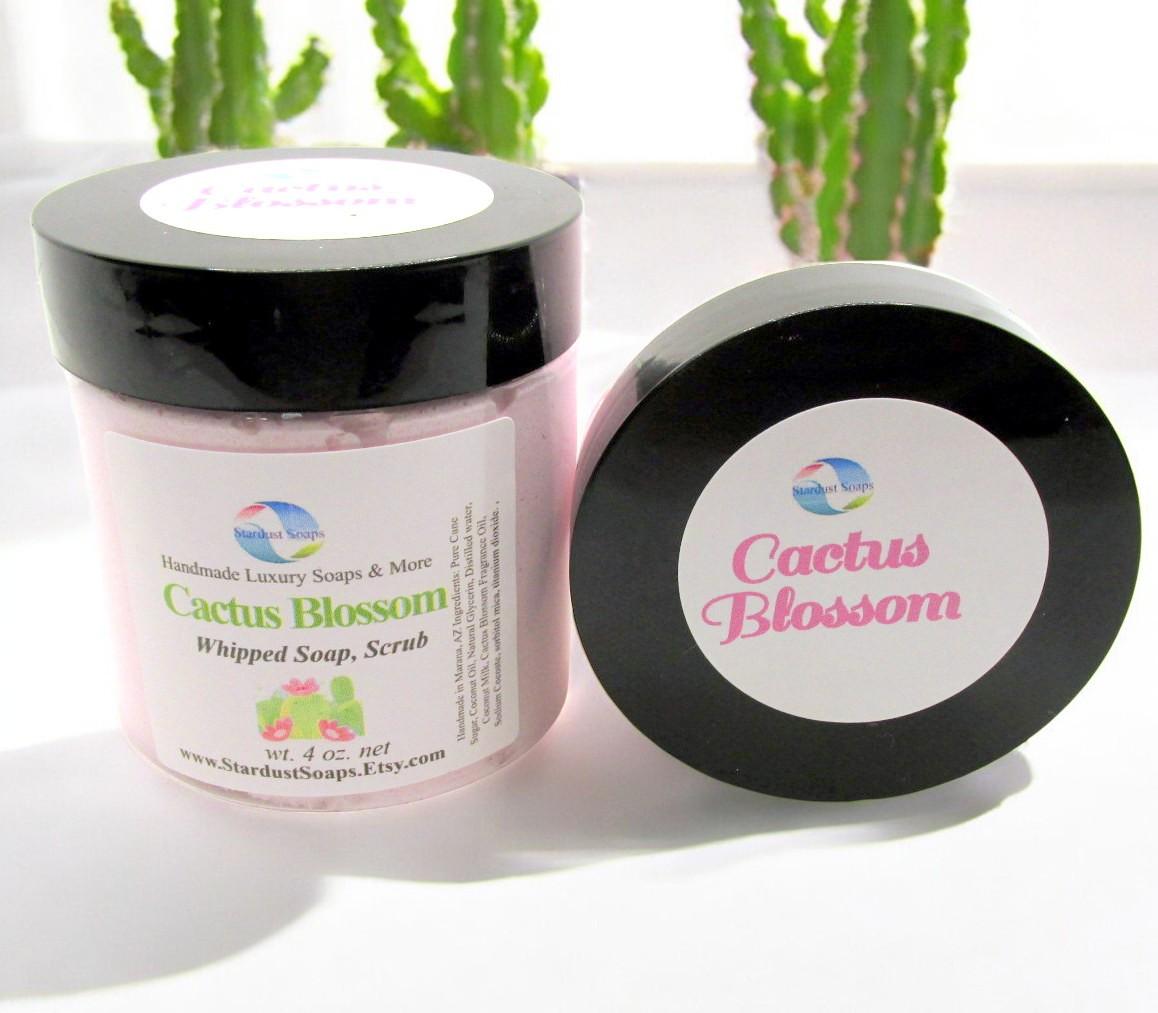 Cactus Blossom Whipped Sugar Scrub Soap | Handmade Exfoliating Body Scrub | Moisturizing Sugar Polish for Soft Radiant Skin