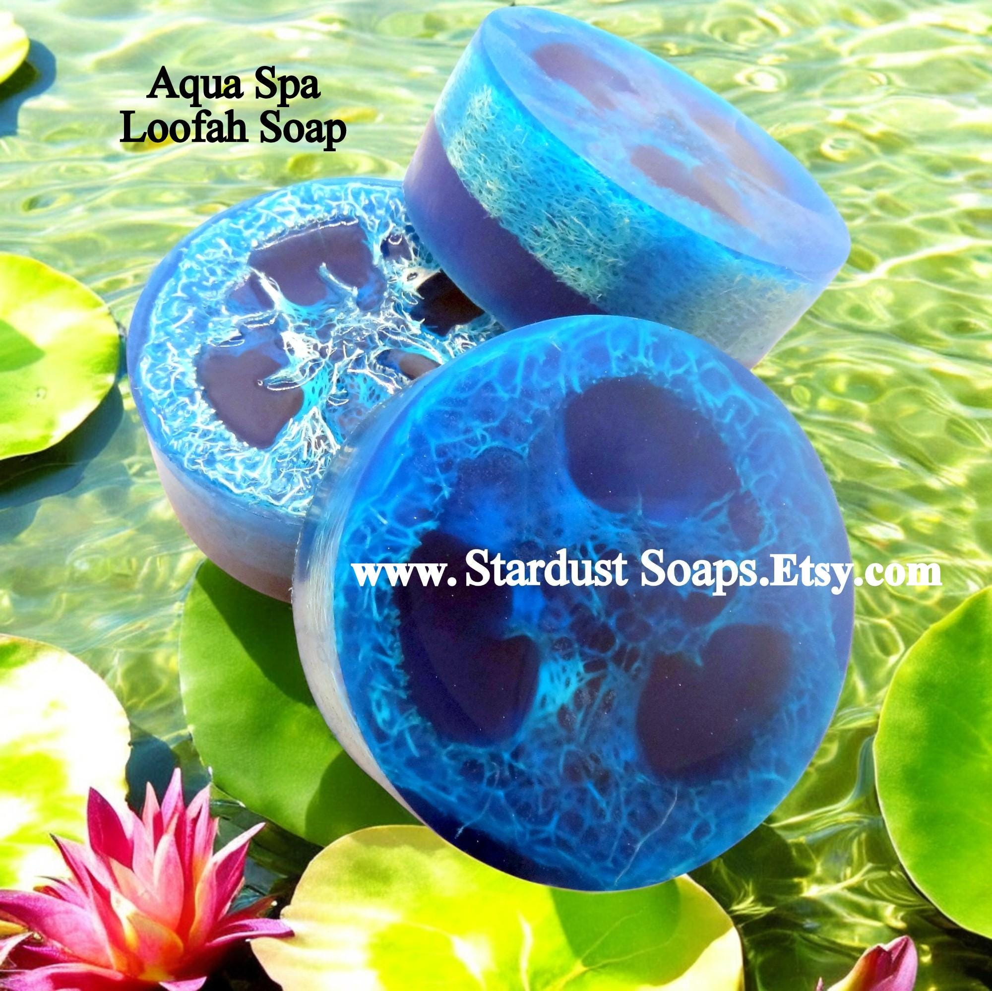 Aqua Spa Loofah Soap Bar | Handmade Exfoliating Body Soap | Moisturizing Spa Cleanser for All Skin Types | 5 oz