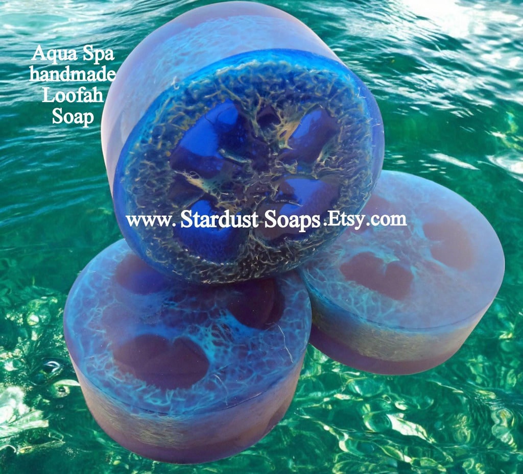 Aqua Spa Loofah Soap Bar | Handmade Exfoliating Body Soap | Moisturizing Spa Cleanser for All Skin Types | 5 oz