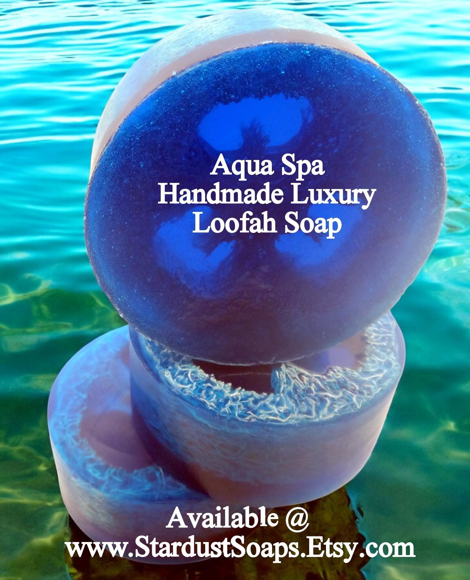 Aqua Spa Loofah Soap Bar | Handmade Exfoliating Body Soap | Moisturizing Spa Cleanser for All Skin Types | 5 oz