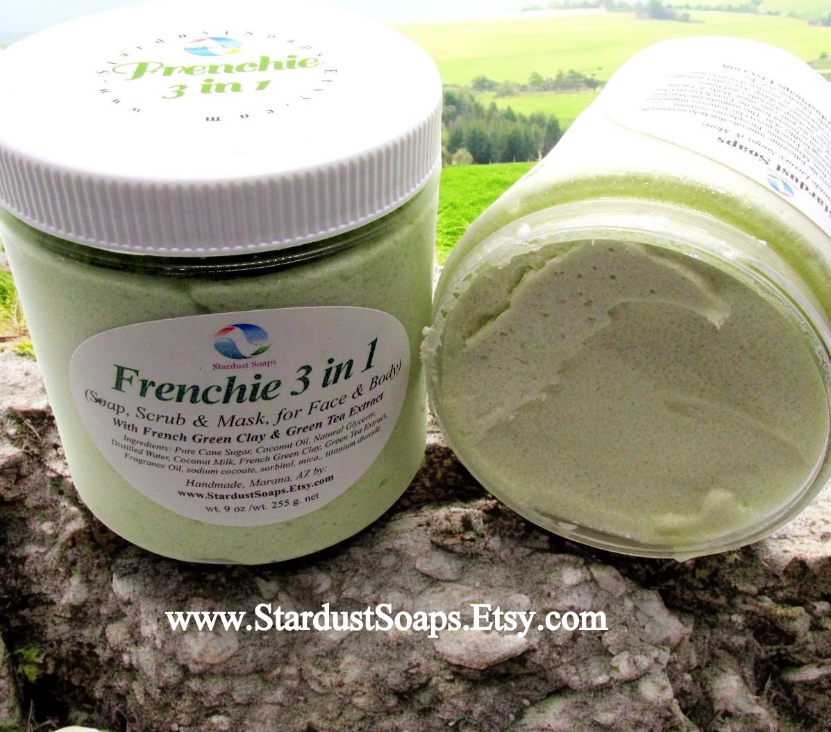 Frenchie 3-in-1 Skincare Wonder | Cleansing Soap, Exfoliating Scrub & Hydrating skin nourishing Mask for Every Skin Type