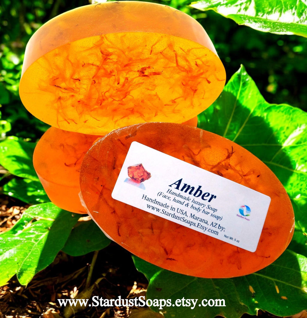 Amber Soap Bar | Handmade Artisan Natural Soap | Moisturizing Luxury Bath Soap | Warm Amber Fragrance | Gift Ready 5 oz