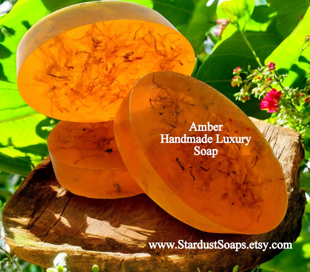Amber Soap Bar | Handmade Artisan Natural Soap | Moisturizing Luxury Bath Soap | Warm Amber Fragrance | Gift Ready 5 oz