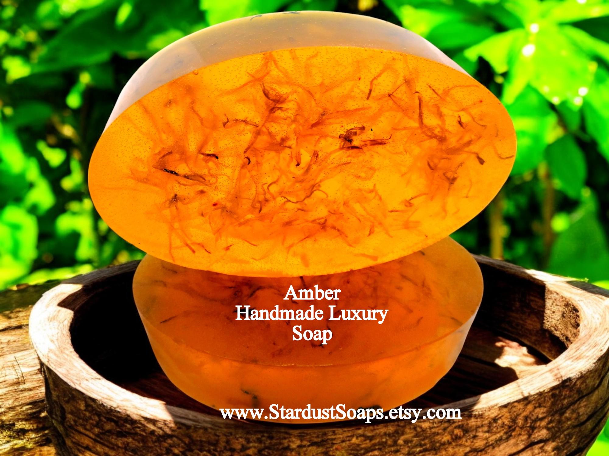 Amber Soap Bar | Handmade Artisan Natural Soap | Moisturizing Luxury Bath Soap | Warm Amber Fragrance | Gift Ready 5 oz