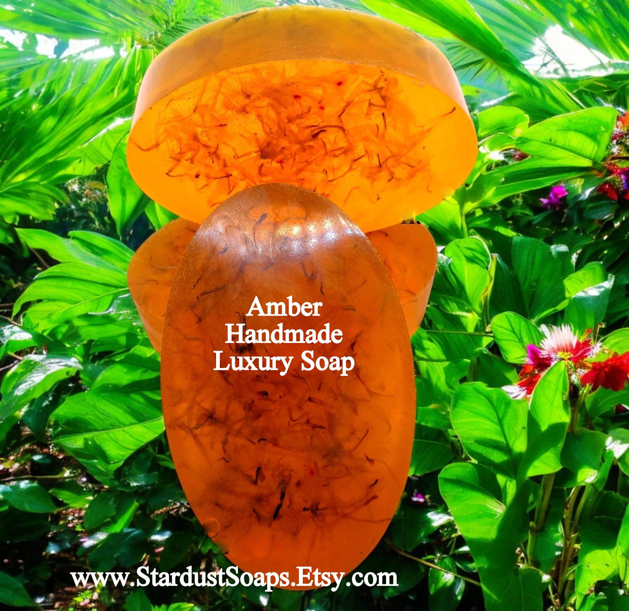 Amber Soap Bar | Handmade Artisan Natural Soap | Moisturizing Luxury Bath Soap | Warm Amber Fragrance | Gift Ready 5 oz