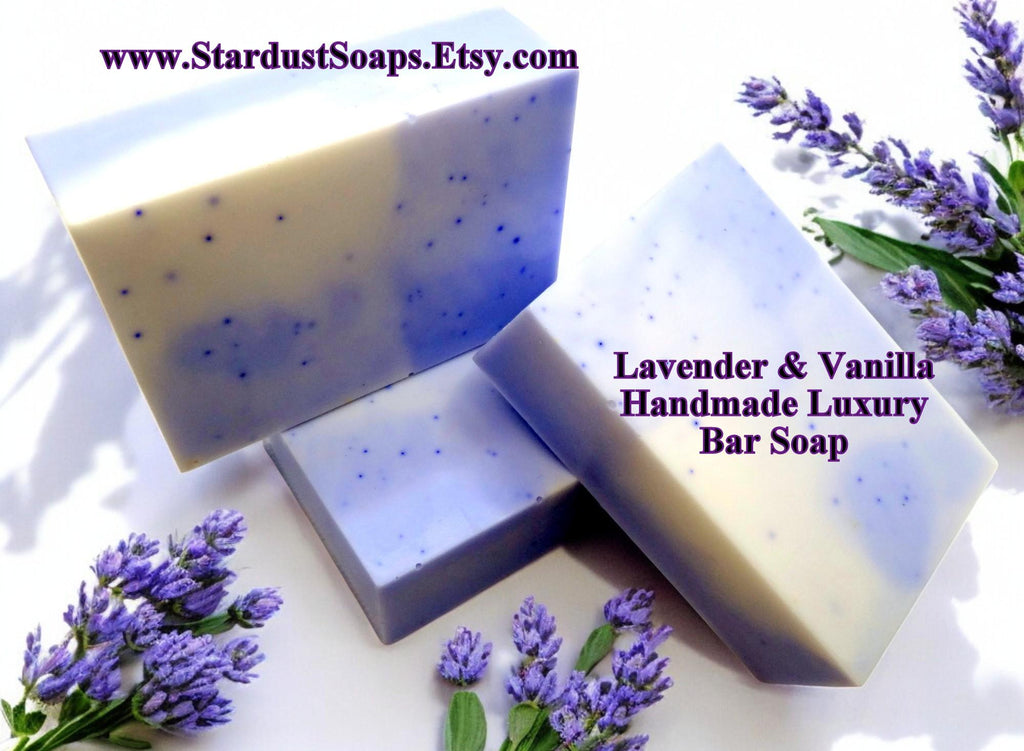 Lavender Vanilla Handmade Soap Bar | Natural Gentle Cleansing Face, Hand and Body Soap | Moisturizing Artisan Skincare Bar
