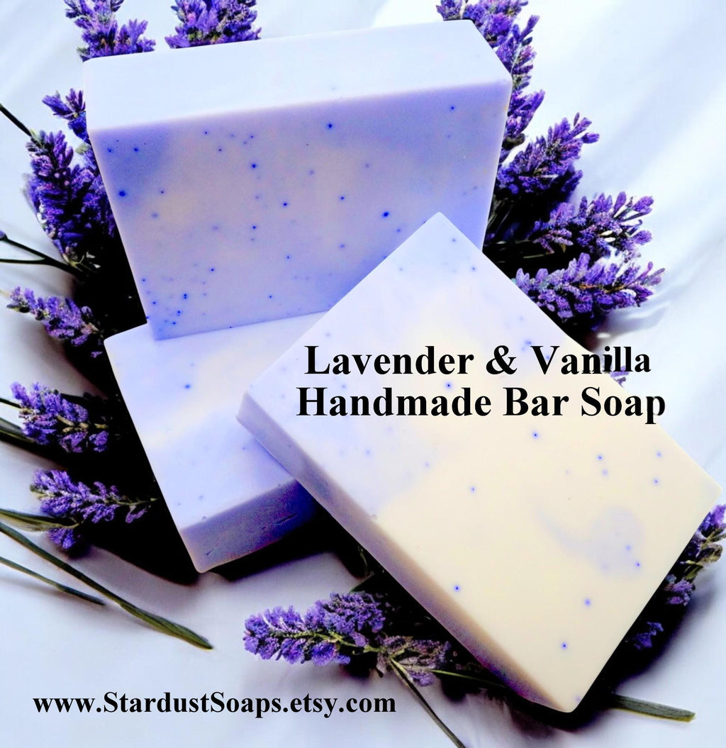 Lavender Vanilla Handmade Soap Bar | Natural Gentle Cleansing Face, Hand and Body Soap | Moisturizing Artisan Skincare Bar