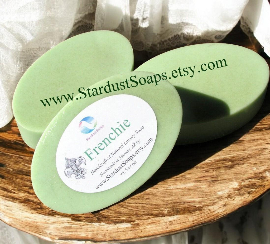 Frenchie French Green Clay Soap Bar | Handmade Exfoliating Detox Soap | Hydrating Natural Face and Body Cleansing Bar