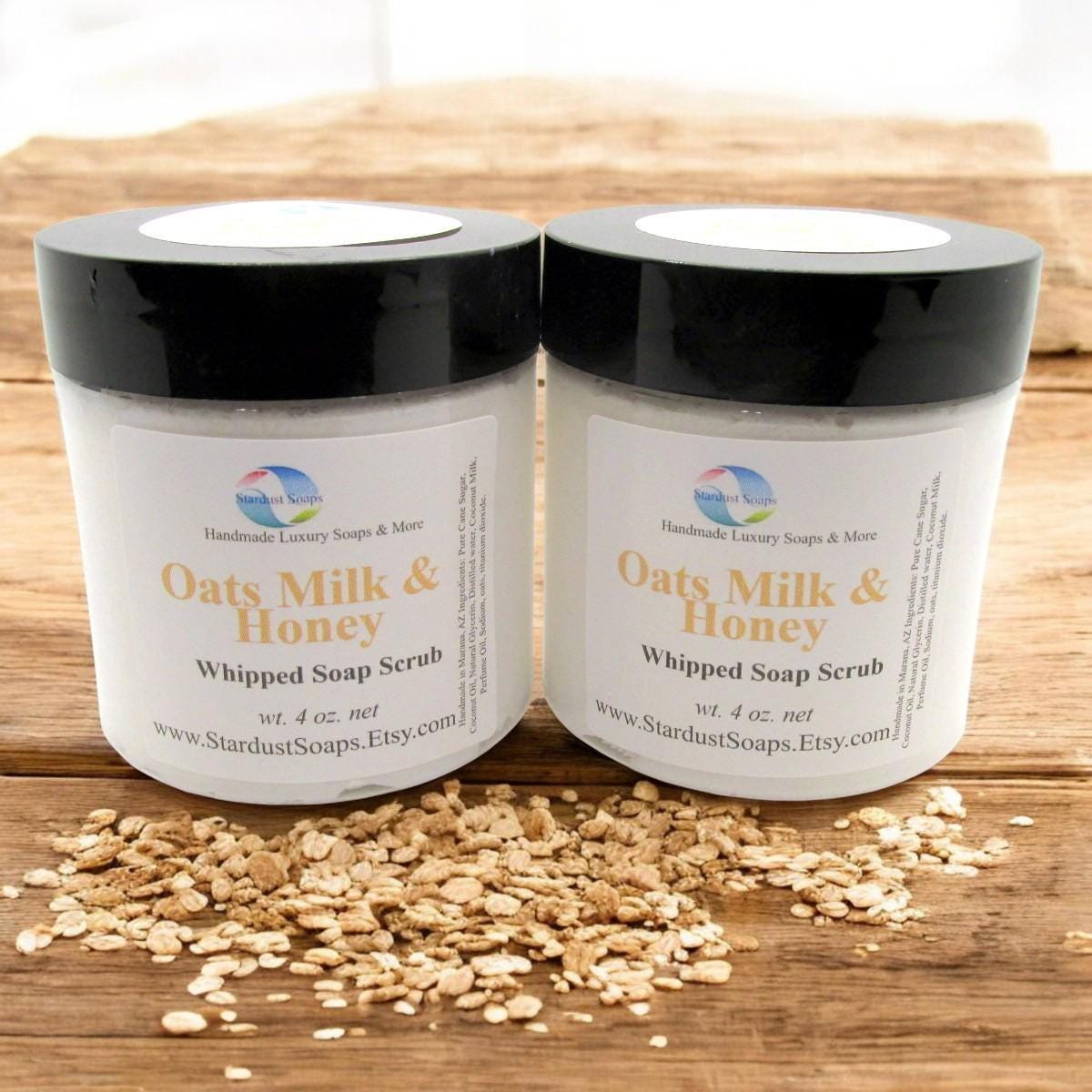 Oats, Milk & Honey Whipped Sugar Scrub Soap | Handmade Exfoliating Body Scrub | Gentle Moisturizing Skincare for Soft Smooth Skin
