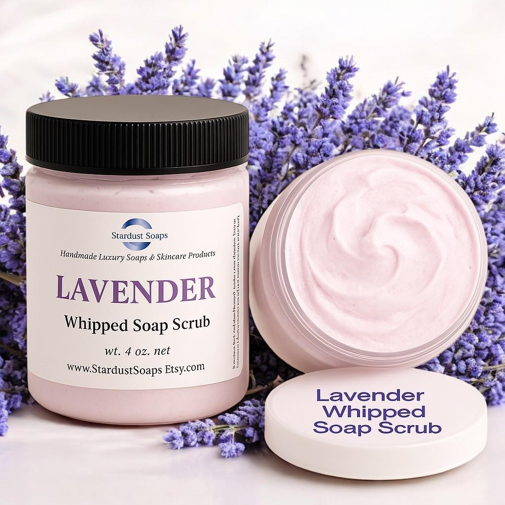 Lavender Whipped Sugar Scrub Soap | Handmade Exfoliating Body Scrub | Moisturizing Sugar Polish for Soft Skin | Soothing Spa Skincare