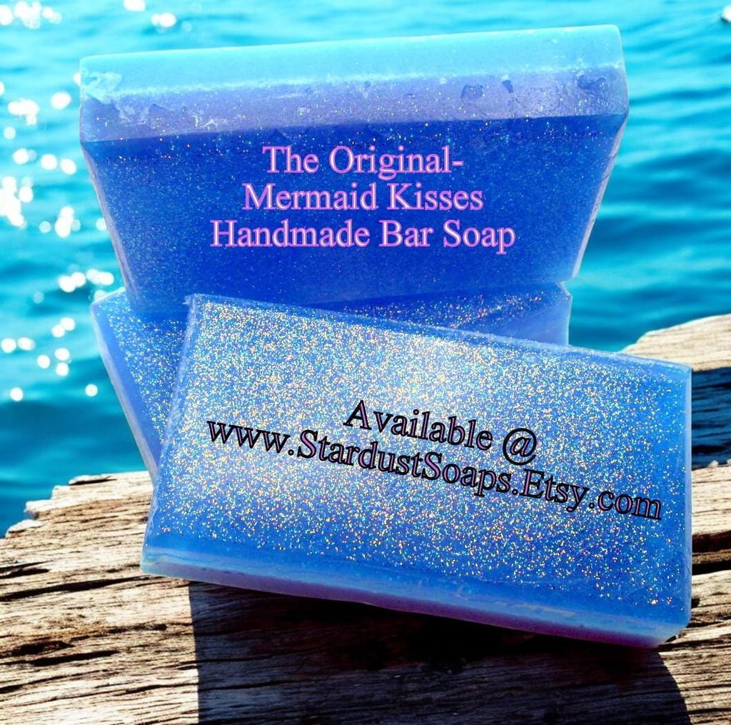 Mermaid Kisses Handmade Soap Bar | Sparkling Moisturizing Bath and Body Soap | Hydrating Artisan Skincare Bar | Luxury Gift Soap