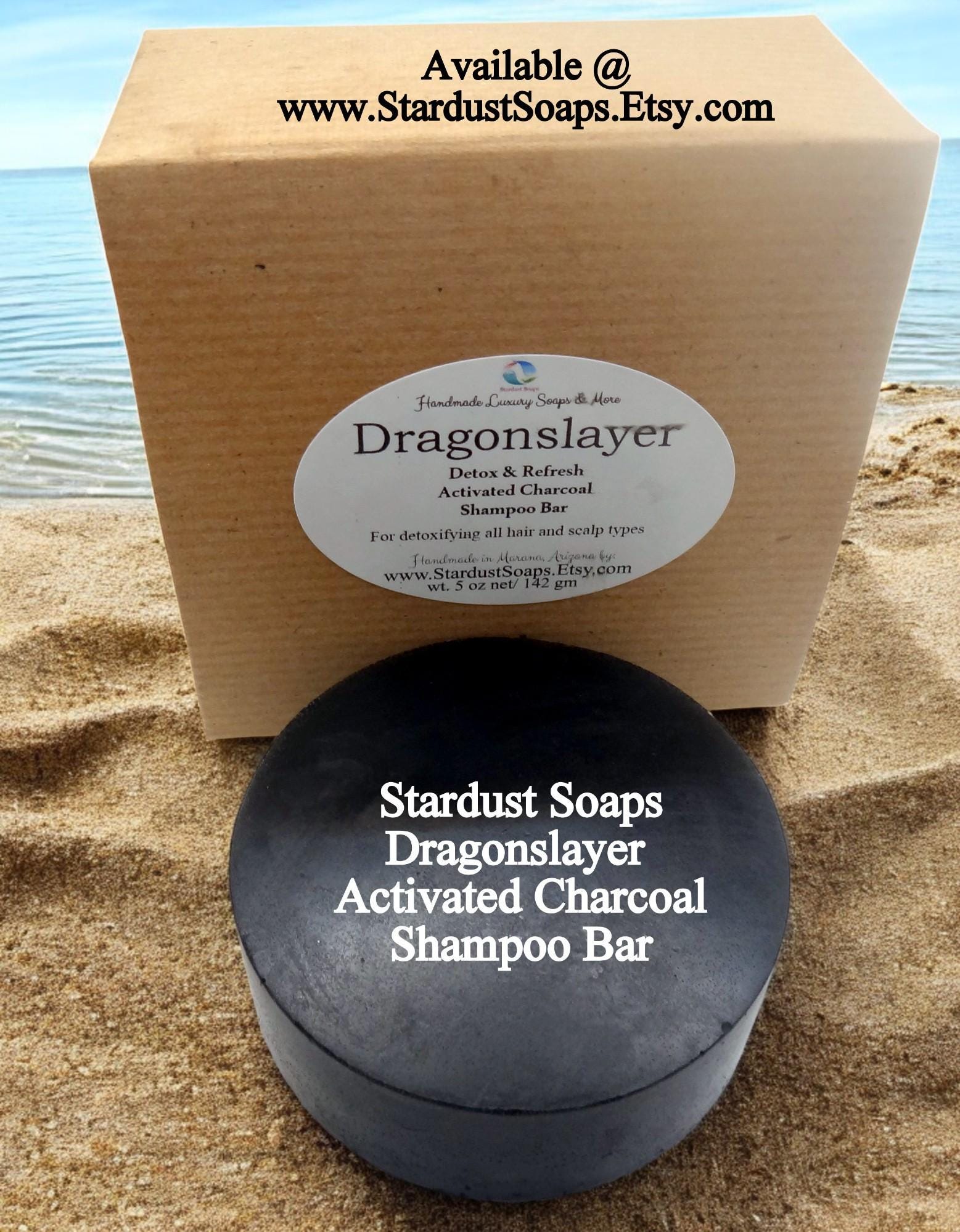 Dragonslayer Activated Charcoal Shampoo Bar | Clarifying Natural Shampoo for Scalp Care | Handmade Solid Hair Care Bar | 5 oz