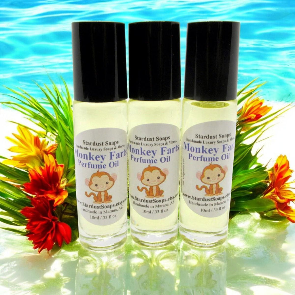 Monkey Farts Perfume Oil Roll-On | Fruity Tropical Fragrance Oil | Handmade Natural Body Perfume | Long Lasting 10ml