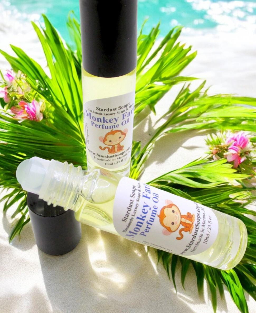 Monkey Farts Perfume Oil Roll-On | Fruity Tropical Fragrance Oil | Handmade Natural Body Perfume | Long Lasting 10ml